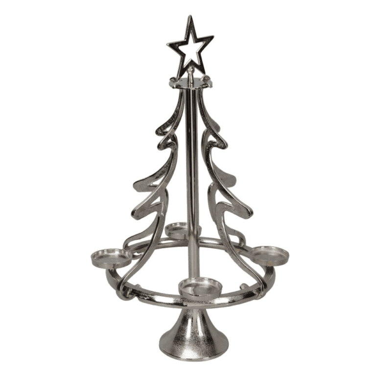 Adventskranz Tanne aus Metall silber 72 cm Adventskranz Tanne aus Metall silber 72 cm