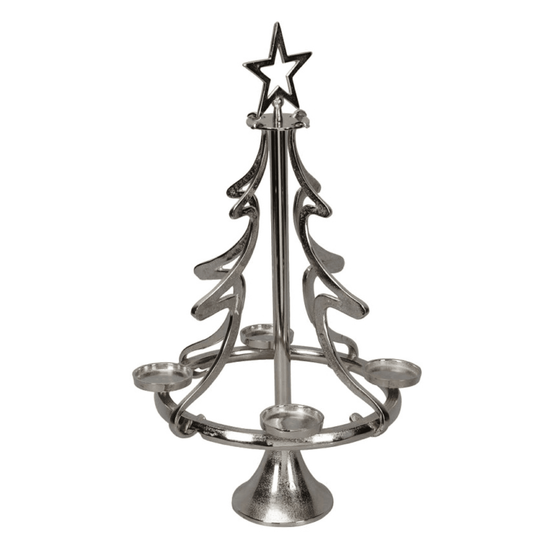 Adventskranz Tanne aus Metall silber 72 cm Adventskranz Tanne aus Metall silber 72 cm