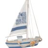 Segelboot aus Holz in blau-weiss Segelboot aus Holz in blau-weiss