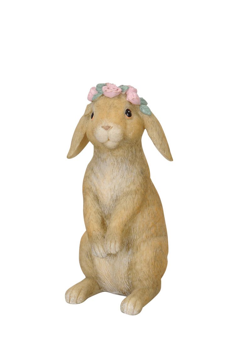 Hase mit Blumenkranz Braun in 2 Grössen