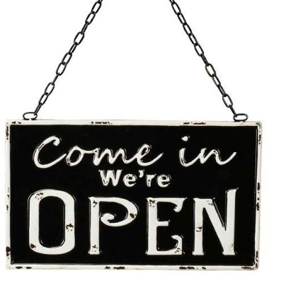 Schild Metall doppelseitig mit Schrift Open / Closed