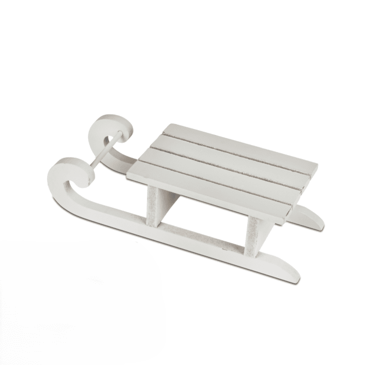 Schlitten aus Holz weiss 20 cm