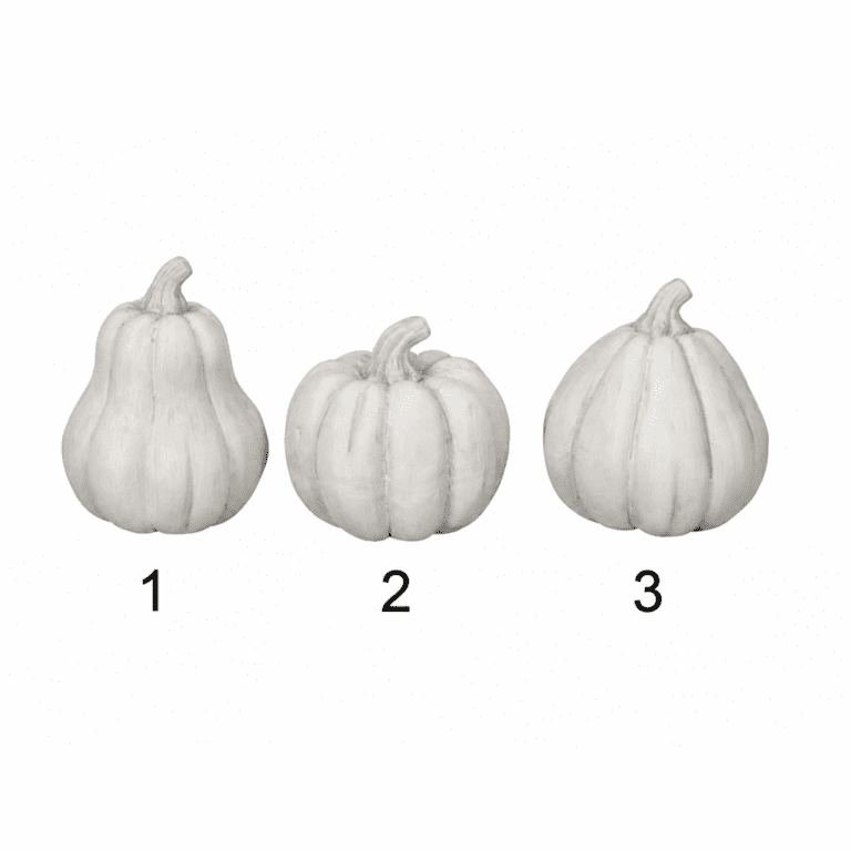 Kürbis Deko in 3 verschiedenen Formen – Weiss