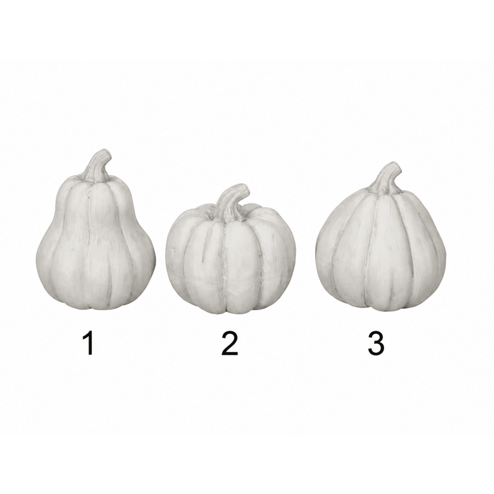 Kürbis Deko in 3 verschiedenen Formen – Weiss Kürbis Deko in 3 verschiedenen Formen – Weiss
