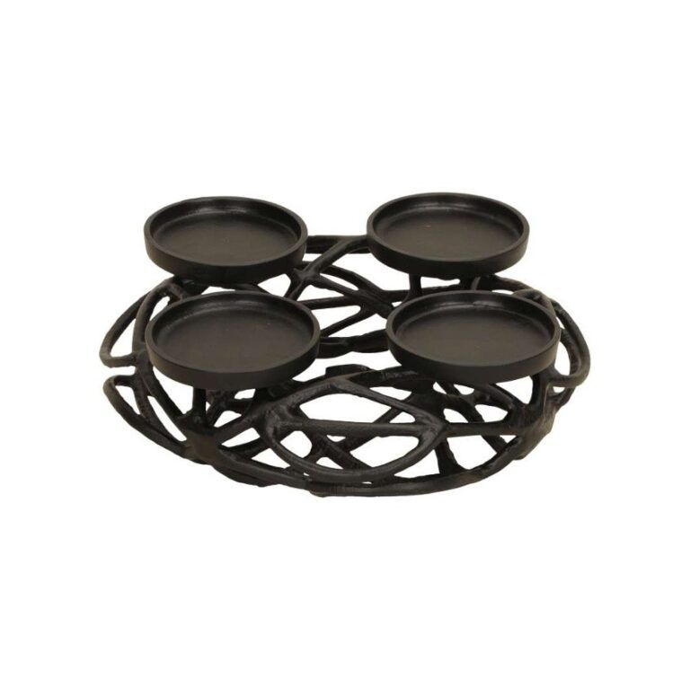 Kerzenhalter Kranz aus Metall in schwarz 30 cm