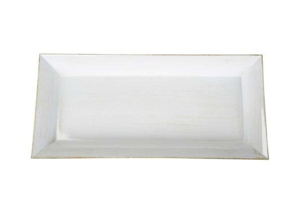 Tablett aus Poly rechteckig weiss Shabby
