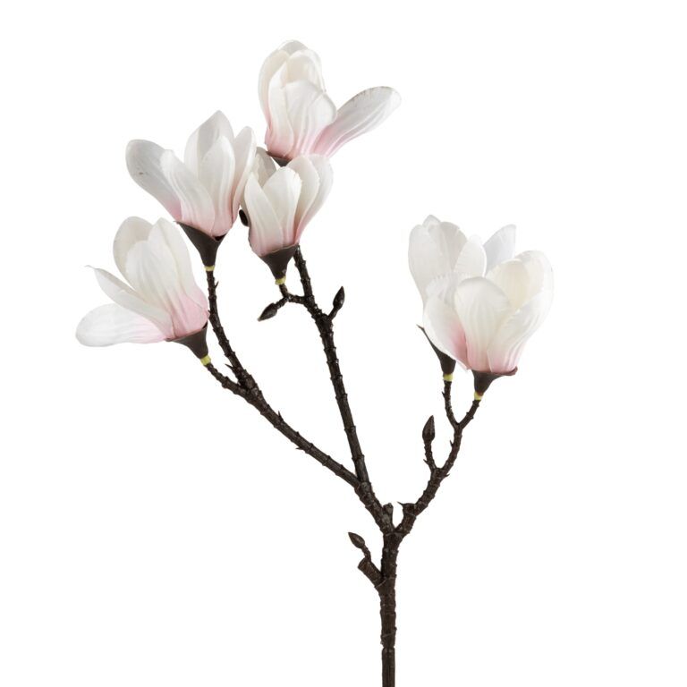 Magnolien-Zweig Weiss-Rosa Kunstblume 47 cm