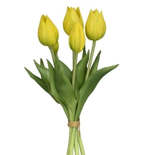 Künstliche Tulpen im Bund 5 Stück in Gelb 26 cm Künstliche Tulpen im Bund 5 Stück in Gelb 26 cm