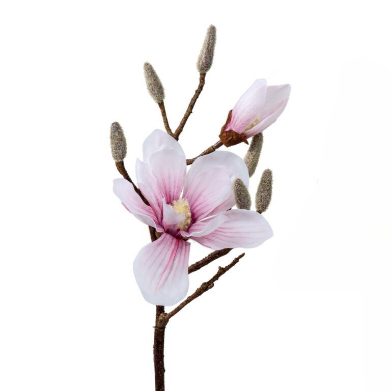 Magnolien-Zweig Weiss-Rosa Real Touch in Weiss-Rosa 88 cm