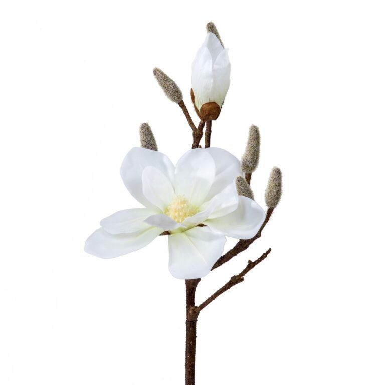 Magnolien-Zweig Weiss-Rosa Real Touch in Weiss-Rosa 88 cm