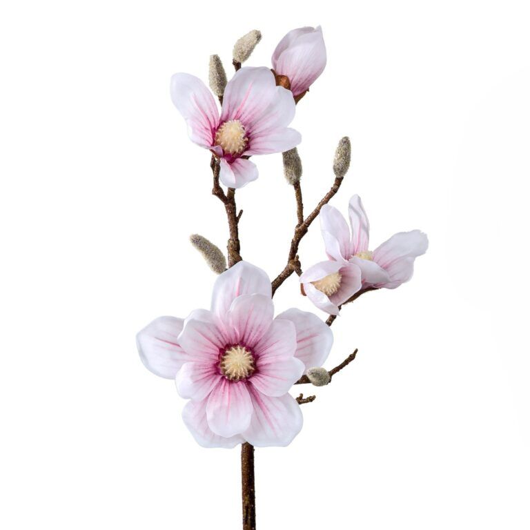 Magnolien-Zweig Weiss-Rosa Real Touch in Weiss-Rosa 88 cm