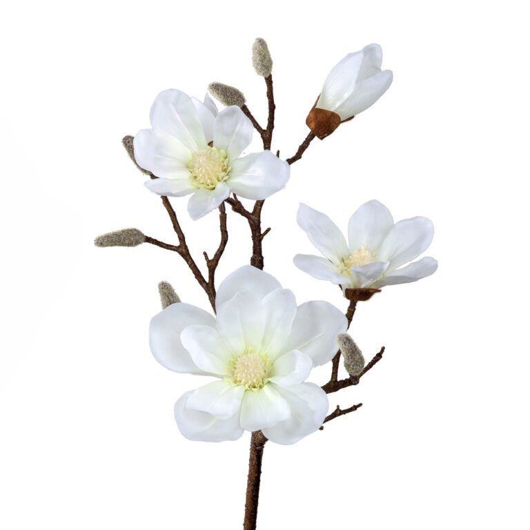 Magnolien-Zweig Weiss-Rosa Real Touch in Weiss-Rosa 88 cm