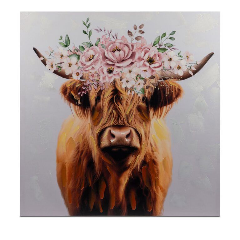 Wandbild Hirsch mit Blumen auf Leinwand gedruckt