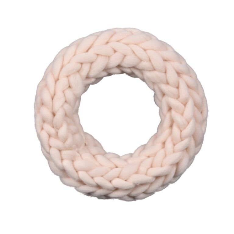 Kranz mit Strickmuster in Rosa 23 cm