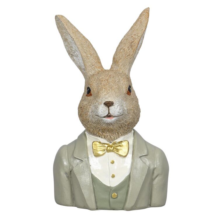Hasenbüste mit Zylinder aus Poly 20 cm