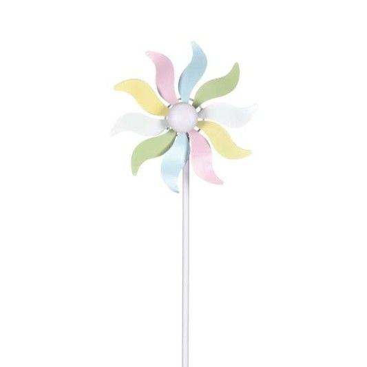 Windrad Blüte aus Metall Durchmesser 22 cm in Pastellfarben