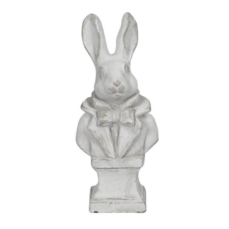 Hasenbüste aus Zement in weiss-grau 30 cm