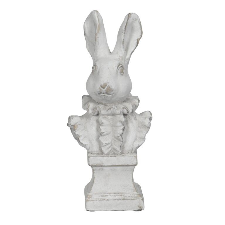 Hasenbüste aus Zement in weiss-grau 30 cm