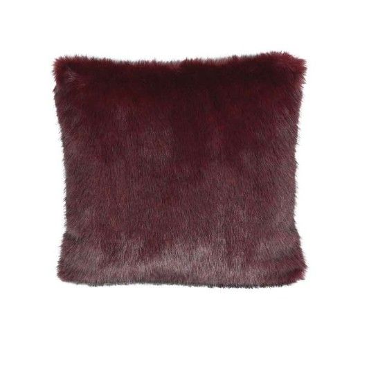 Kissen aus flauschigem Fell in Bordeaux