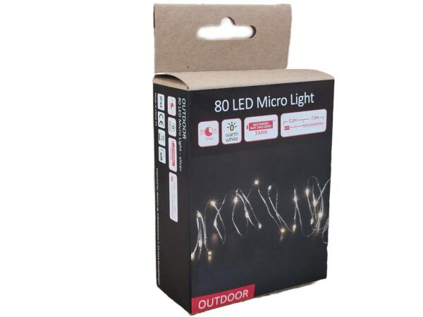 Lichterkette Microdraht 80 LED Outdoor 790 cm mit Timer