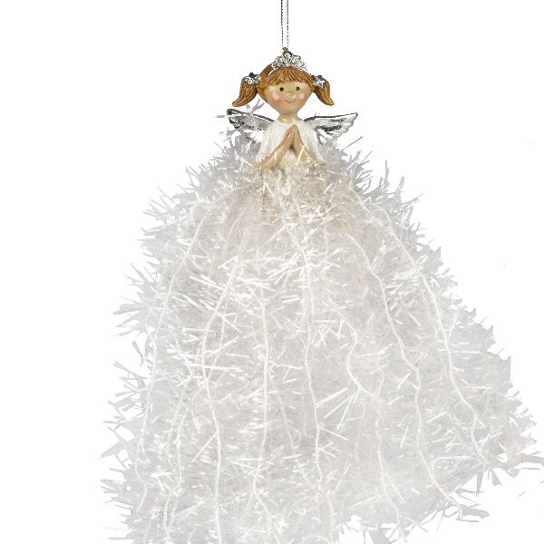 Engel Schneeflöckli 19 cm mit Glitzerfäden und Diadem
