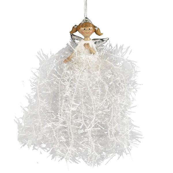 Engel Schneeflöckli 19 cm mit Glitzerfäden und Diadem