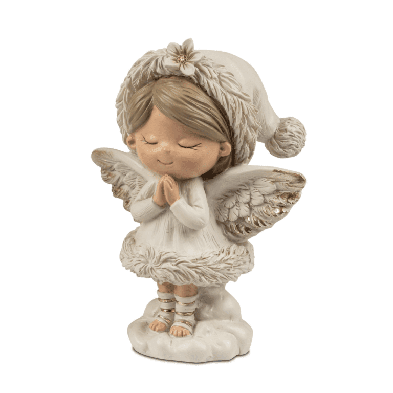 Engel Ella in Creme mit Blumenkranz 10 cm