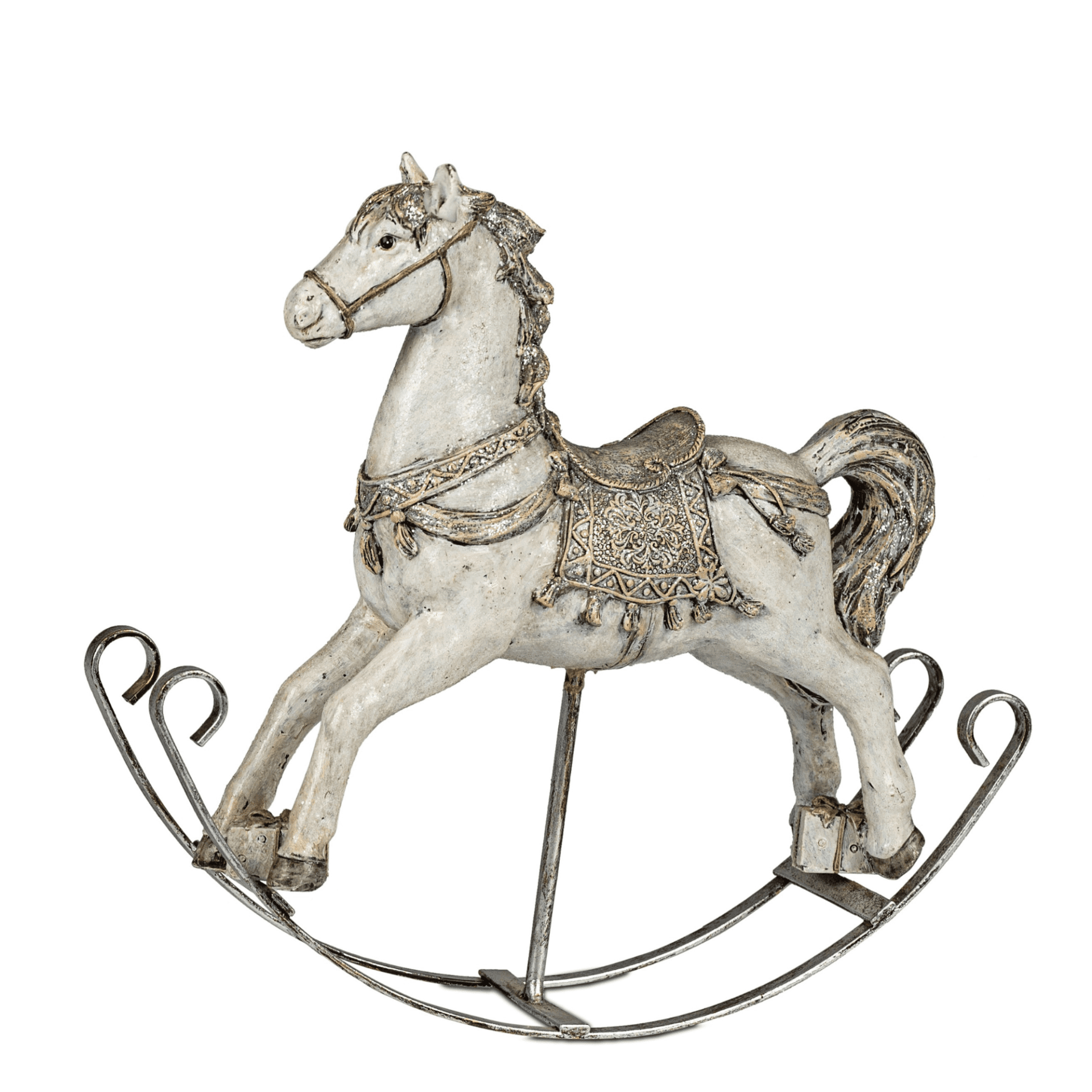 Schaukelpferd aus Kuststein und Metall 25 cm Schaukelpferd aus Kuststein und Metall 25 cm