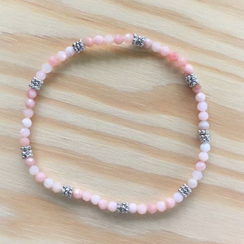 Armband aus Edelsteinen rosa Andenopal 3 mm und Silberelementen