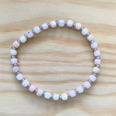 Armband aus Edelstein Aquamarin-Marganit und Silberelementen