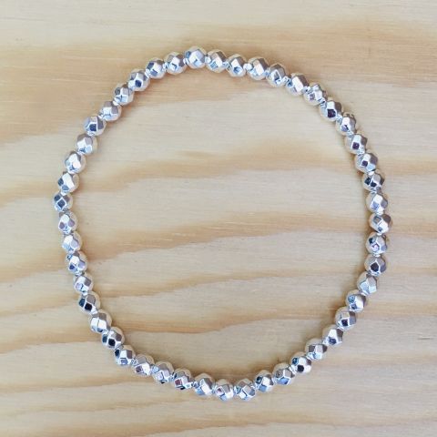 Armband Hämatit facettierte Kugeln gepresst / bedampft 3 mm