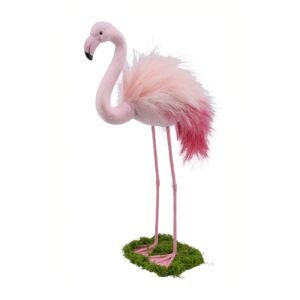 Flamingo auf Rasen in Pink mit Federn in 2 Grössen Flamingo auf Rasen in Pink mit Federn in 2 Grössen