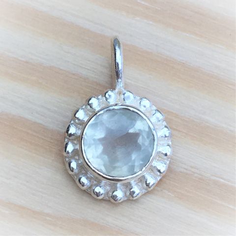 Anhänger mit Edelstein Prehnit 10 mm 925 Silber