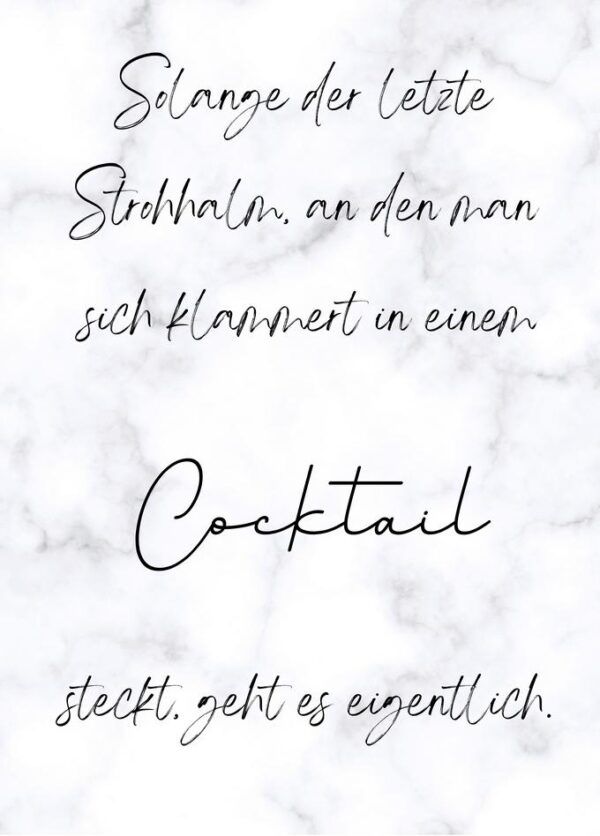 Postkarte mit Spruch A6: Strohhalm Cocktail