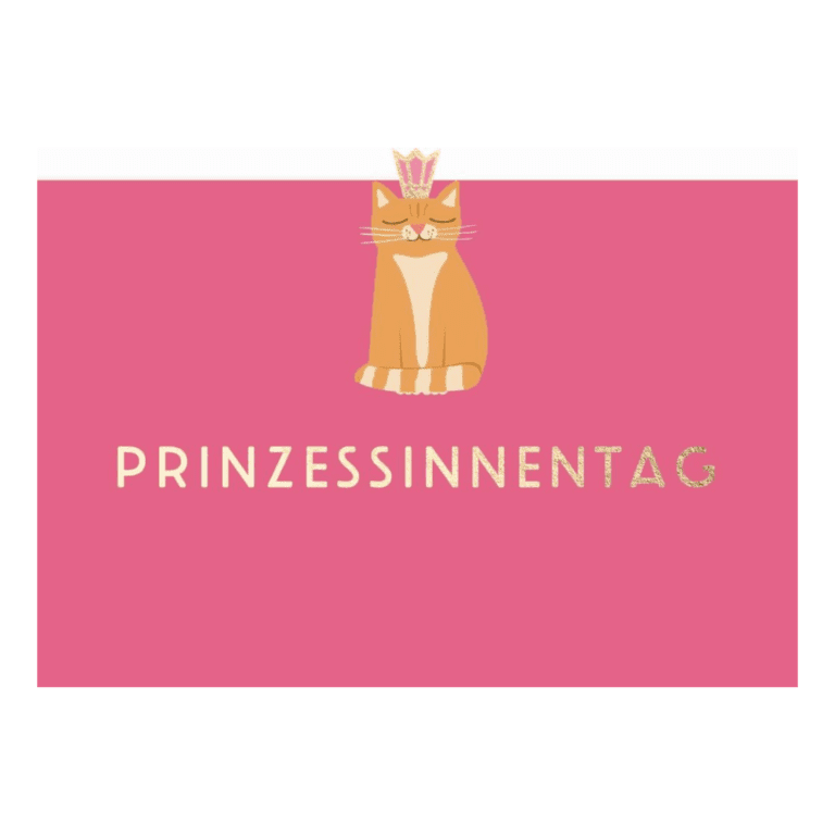 Postkarte A6: "Prinzessinnentag" mit gestanzter Katze mit Krone