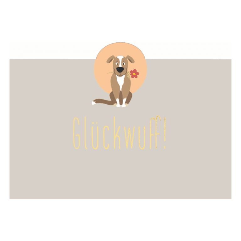 Postkarte A6 Geburtstag: "Glückwuff" mit gestanztem Hund