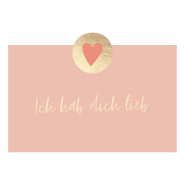 Postkarte A6 Gefühle: "Ich hab dich lieb" mit gestanztem Herz