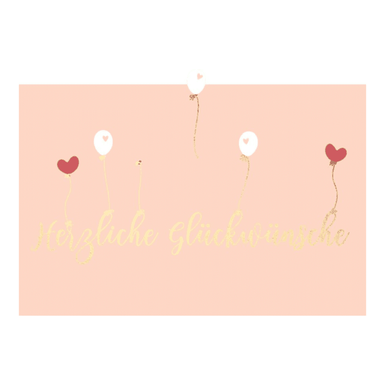 Postkarte A6 Geburtstag / Prüfung: "Herzliche Glückwünsche" mit gestanztem Ballon