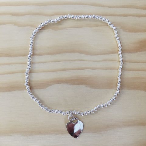Fusskette elastisch mit 3 mm Kugeln in 925 Silber