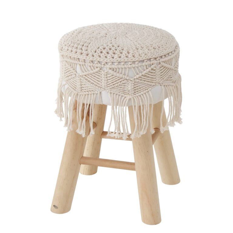 Hocker Boho mit Makramee und Fransen