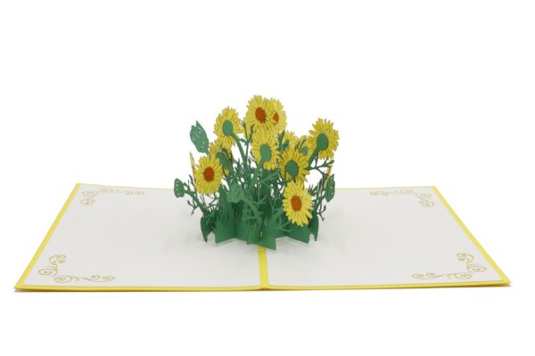 Karte 3D mit Gänseblümchen in 2 Farben