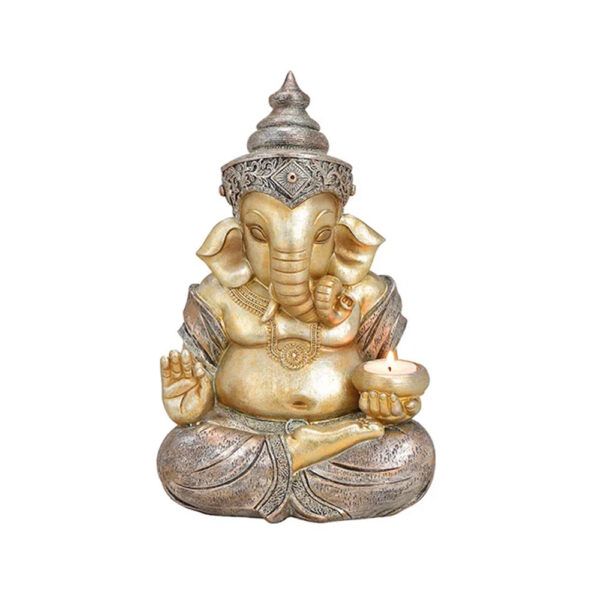 Ganesha mit Teelichthalter grüssend