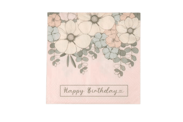 Serviette Happy Birthday mit Blumen