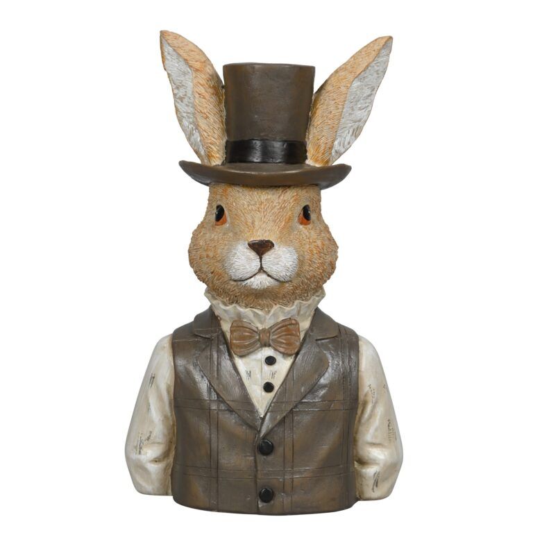 Hasenbüste mit Zylinder aus Poly 20 cm
