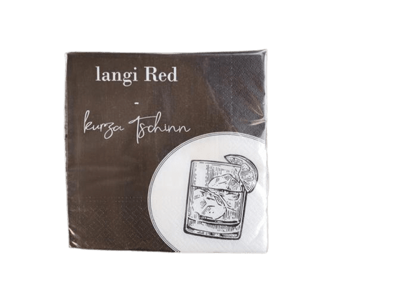 Serviette mit Spruch: langi Red - kurzer Tschinn