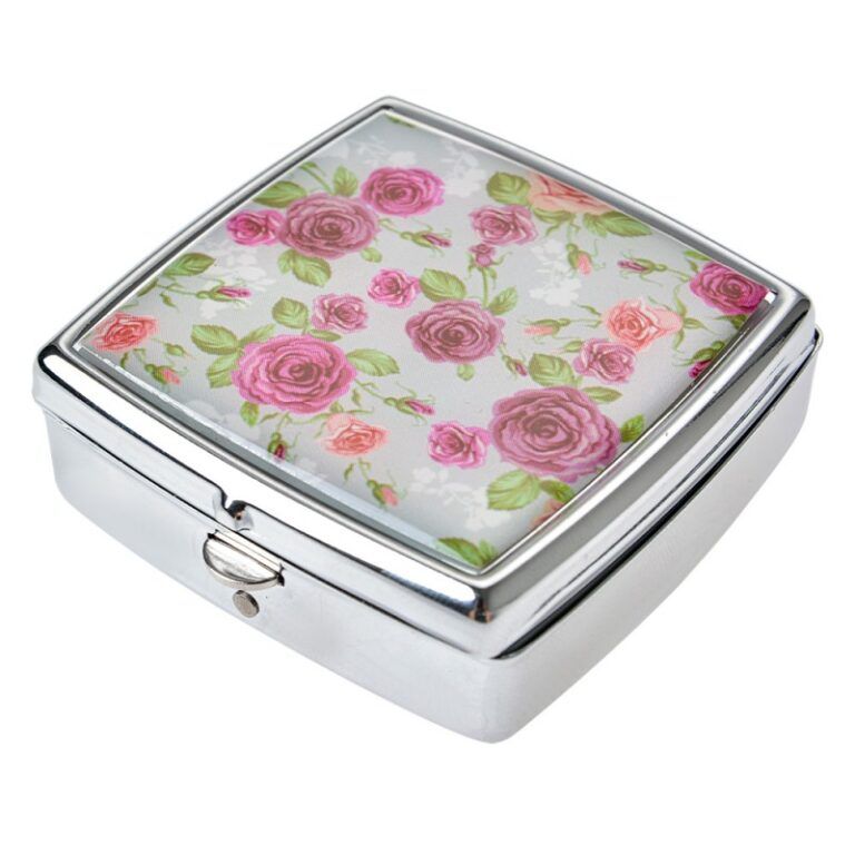 Pillendose Tablettenbox im Shabby-Style Rosen