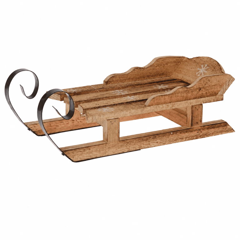 Schlitten aus Holz und metall in braun 47 cm