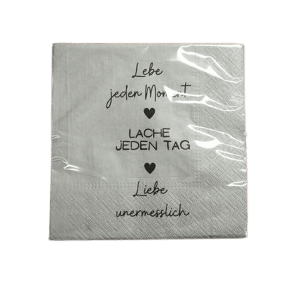 Serviette mit Spruch: Lebe jeden Moment....