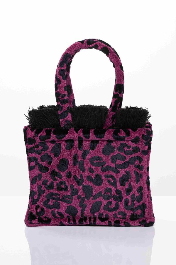 SORENA Leopard Velvet Magenta Tote Bag Mini