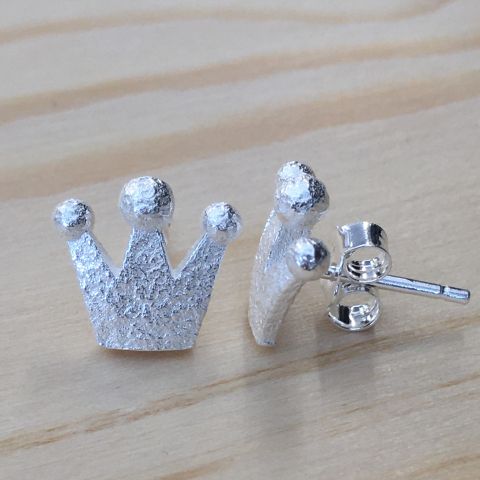 Ohrringe Krone mattiert 925 Silber